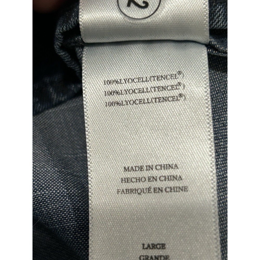 Rails Amina Denim Mini Dress Tencel Dark Wash Smocked Waist L NWOT. Retail $210 - Picture 11 of 11